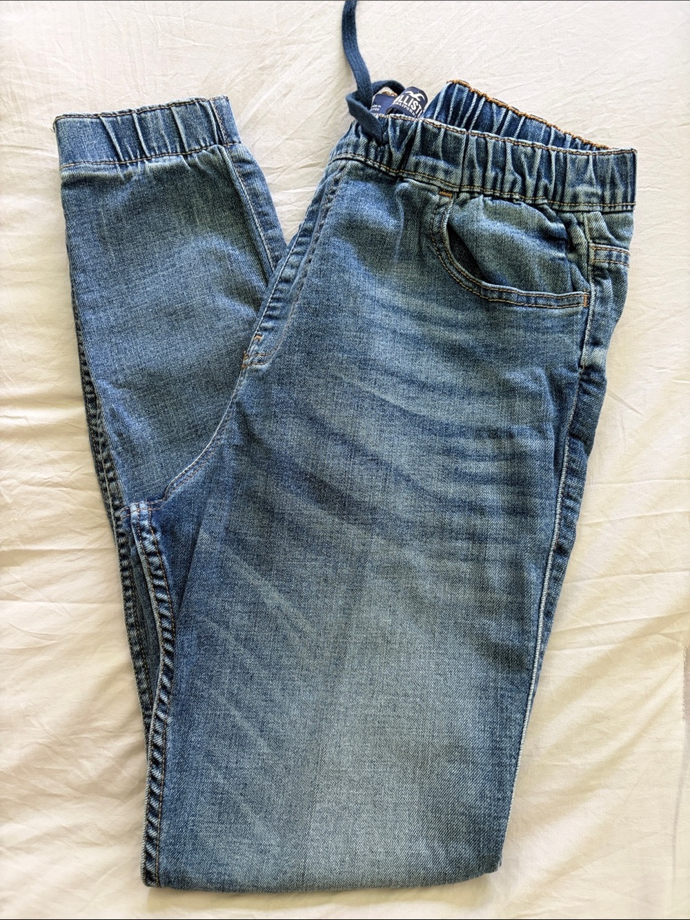Hollister Light Blue Denim Jeans with Drawstring